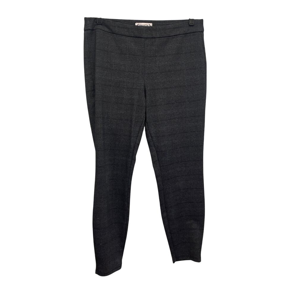 Nanette Lepore Womens Medium Black Gray Plaid Rayon Blend Pull On Pants